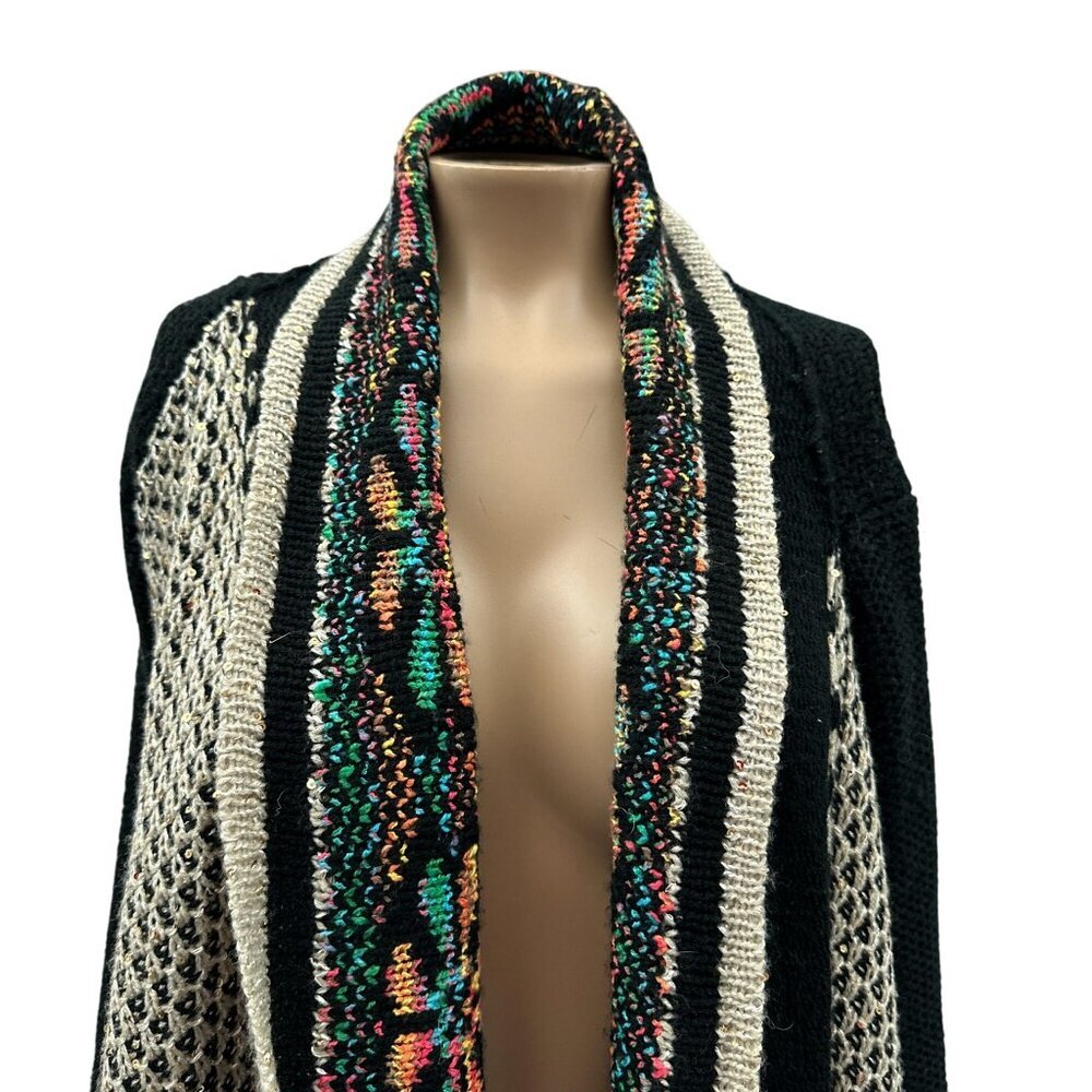 Alberto Makali Open Front Cardigan Mixed Media Sparkly Boho Gspy Sweater Women M - Picture 2 of 11